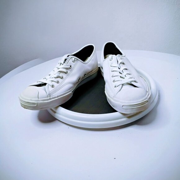 Converse Jack Purcell White Low-Top Unisex Sneakers 8E 2002 M88 Leather Upper Ru - Picture 2 of 7